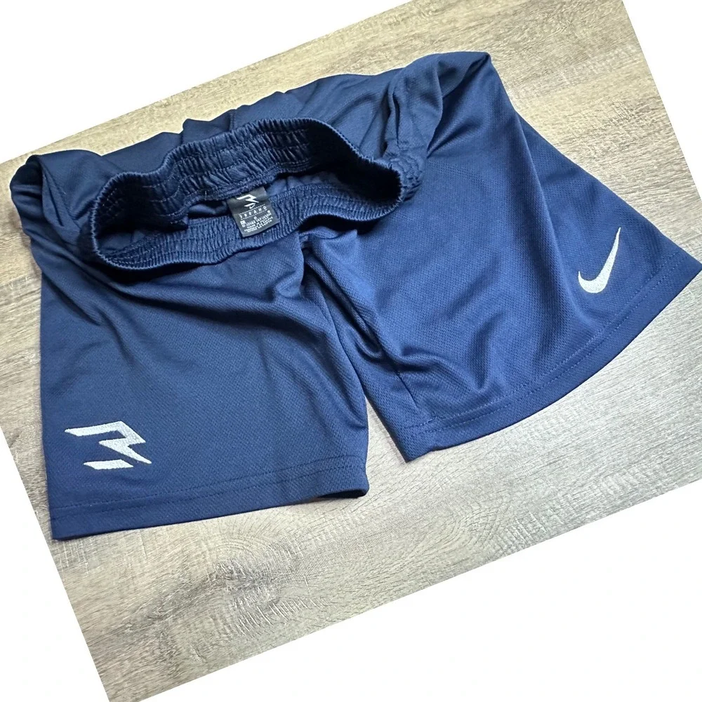 Nike 3Brand Russell Wilson Boys Navy Blue Athletic Shorts Size L 12-13Y